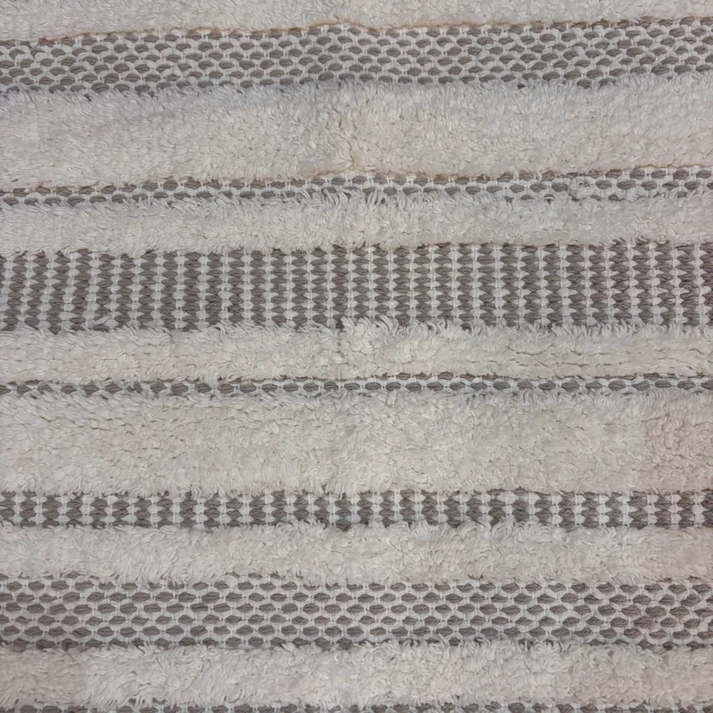 Hearth and Hand Striped Cream & Tan/Taupe Bath Rug 20 x 35 1/2 machine washable